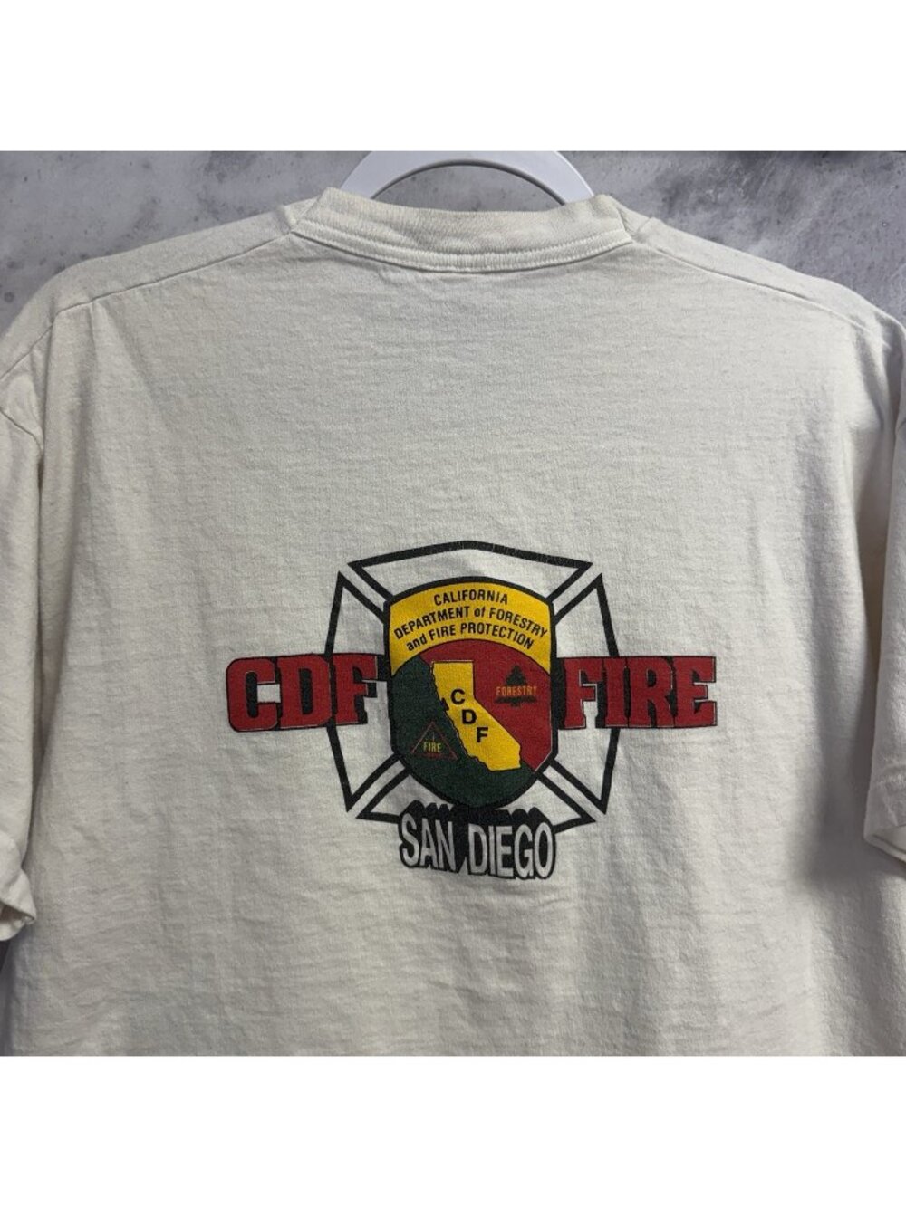 Vintage CDF Fire T Shirt Mens XL San Diego California Department Forestry 90s